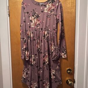 Floral Long Sleeve Kids Dress